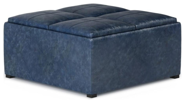 Avalon Table Ottoman In Distressed Vegan Leather