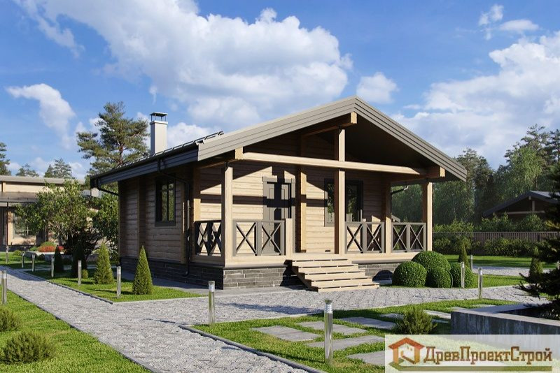 Проект бани № 155. Баня из бруса массива естественной влажности 140 х 140,