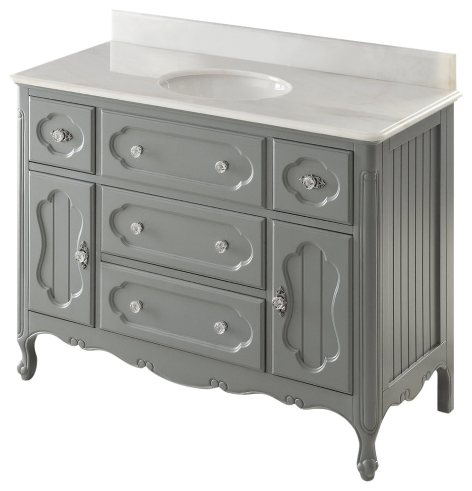 48 inch Victorian CottageStyle Gray Knoxville Bathroom Sink Vanity