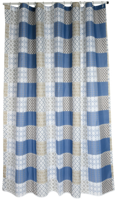 78 Inch Msv France Polyester Patchwork, 72 X 78 Blue Shower Curtain