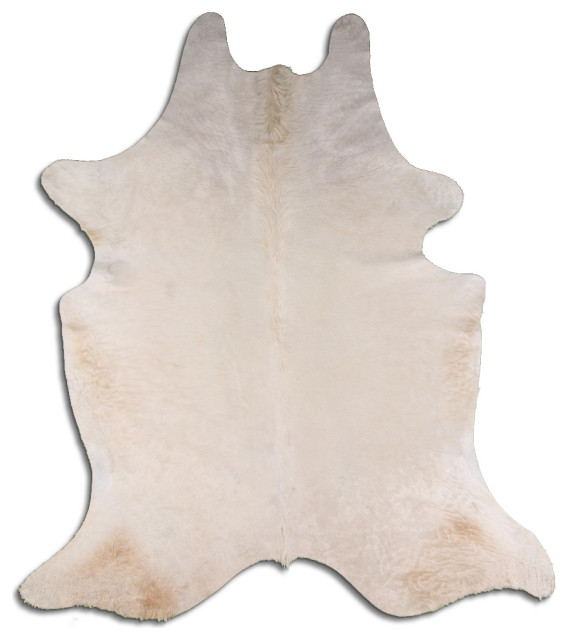 NATURAL HAIR ON Cowhide Rug DE WHITE, 5'x7' to 6'x8' Southwestern