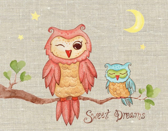 "Sweet Dreams" Baby Owl Nursery Art