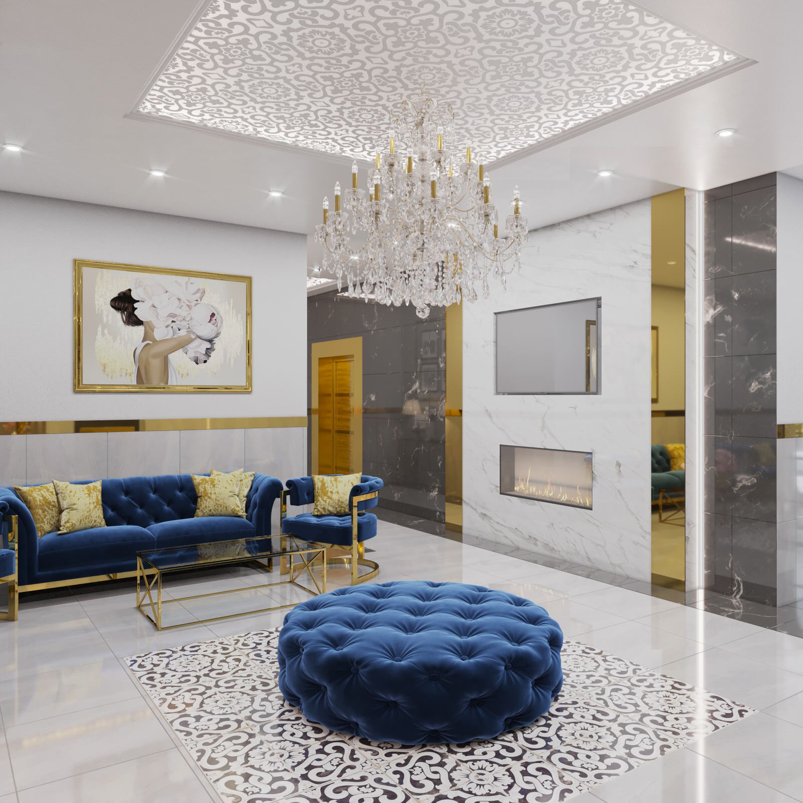 Luxury lobby in 5 star hotel