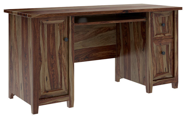 Bainbridge Solid Wood Home Office Computer Desk With Keyboard Tray