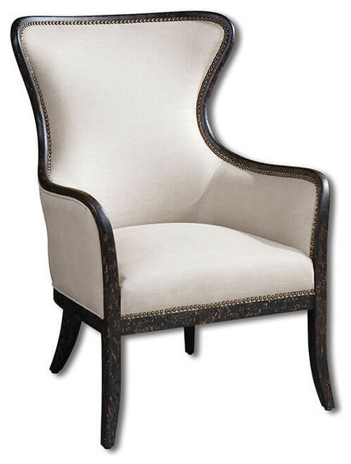 Uttermost Sandy Wing Back Armchair Transitional Armchairs And Accent Chairs by HedgeApple