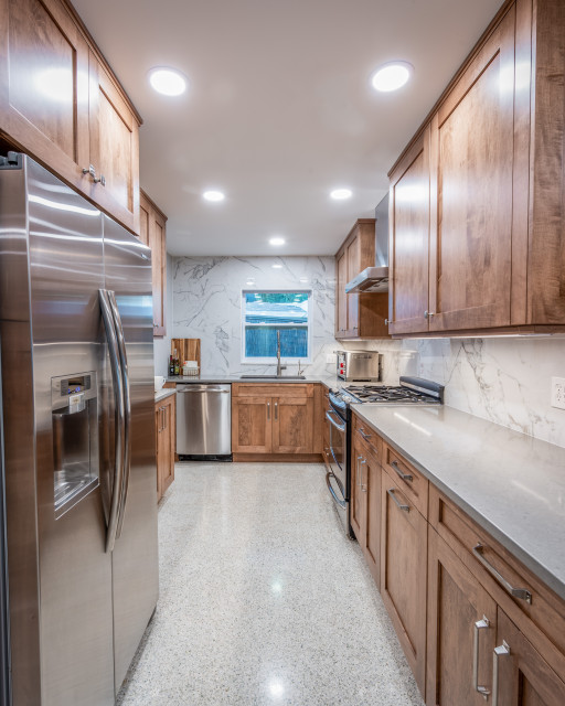 Mid Century Galley Kitchen Makeover Before & After Craftsman