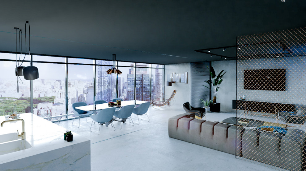 Design ideas for an industrial living room in Tel Aviv.