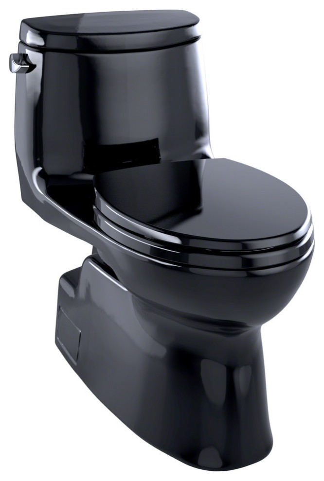 Toto Carlyle II 1Piece Elongated 1.28 GPF Skirted Toilet, Ebony Black