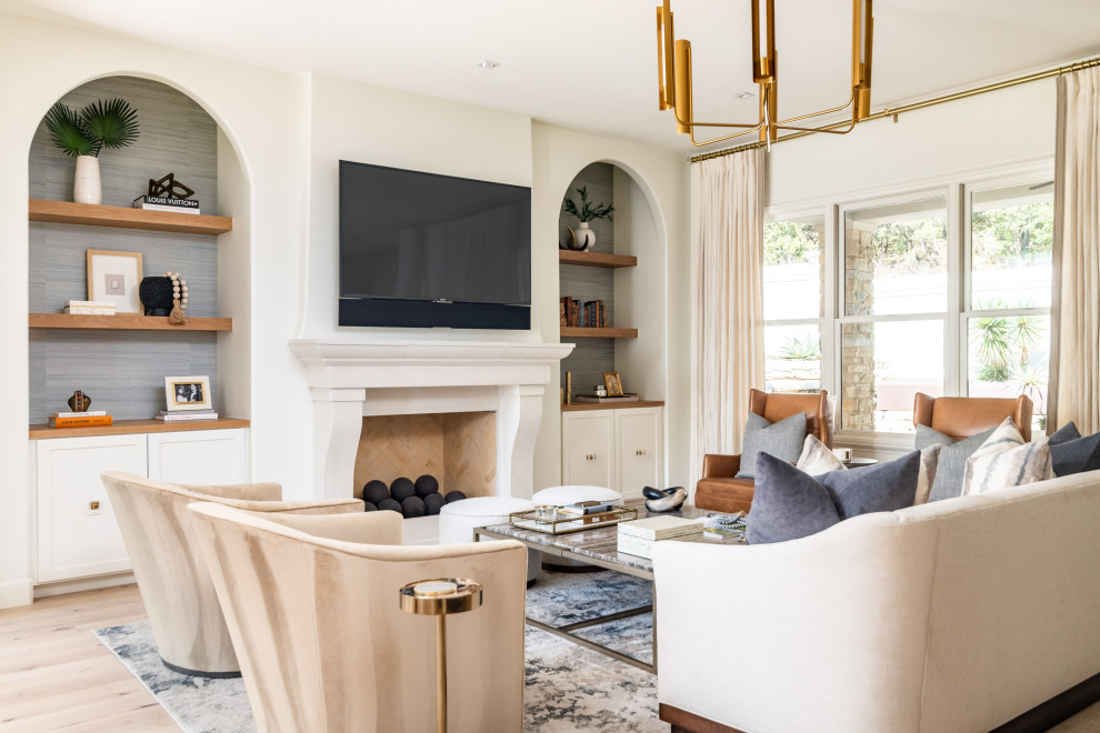 Living room - transitional living room idea in Austin