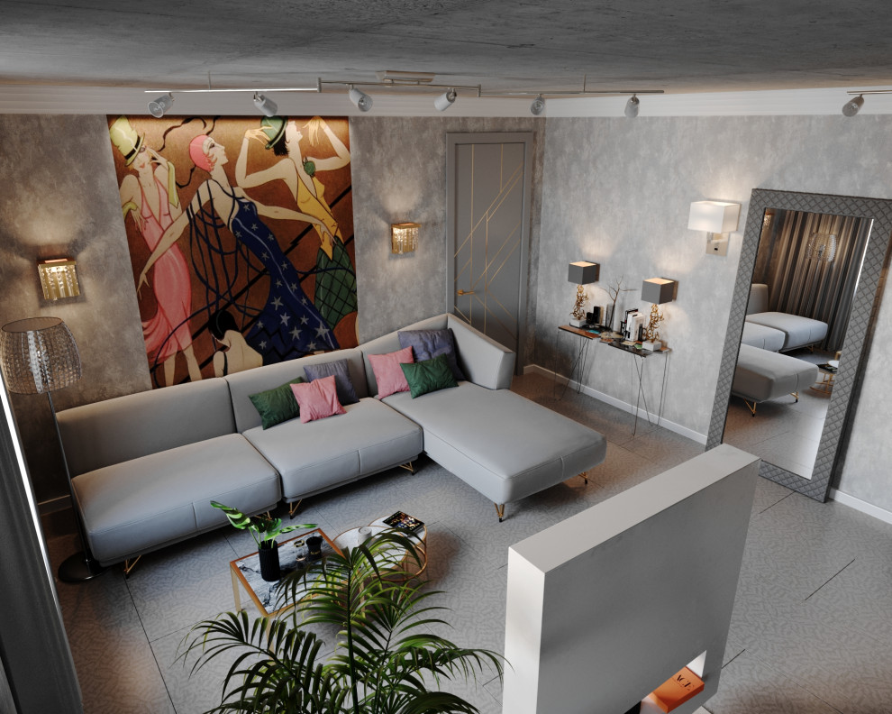 Models in party dresses - дизайн квартиры в стиле лофт и ар-деко, 54 кв.м.