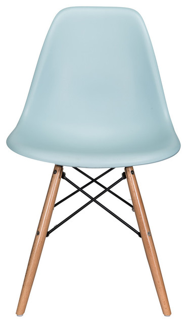 Nature Series DSW Molded Dining Chair, Beech Wood Eiffel Legs, Ice Blue