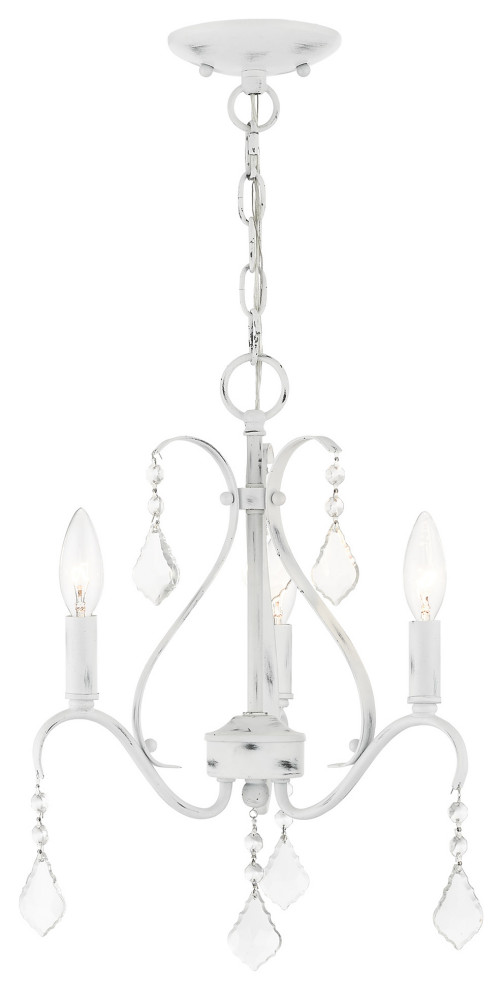 Caterina 3 Light Antique White With Clear Crystals Chandelier (40843-60)