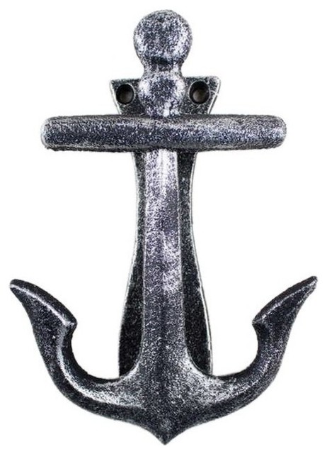 Cast Iron Decorative Anchor Door Knocker, Antique Bronze, 6 Cast Iron Decorative Anchor Door Knocker, Antique Silver, 6