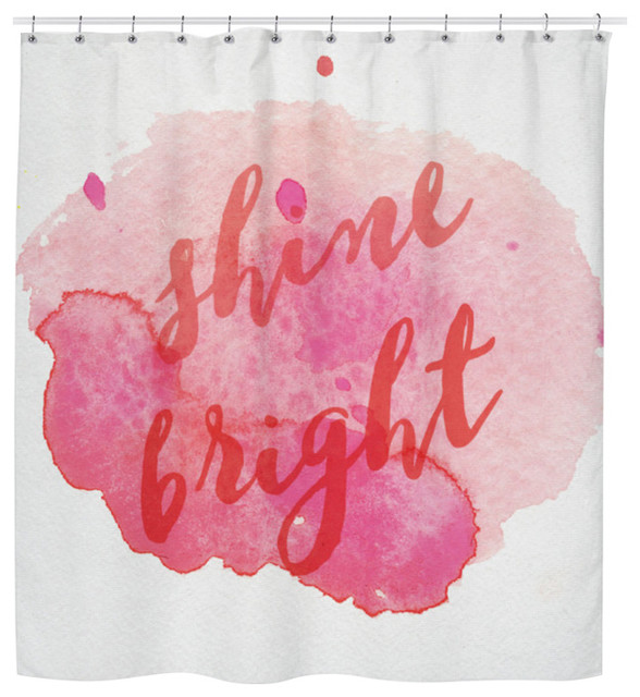 Shine Bright Pink Red And White Watercolor Shower Curtain