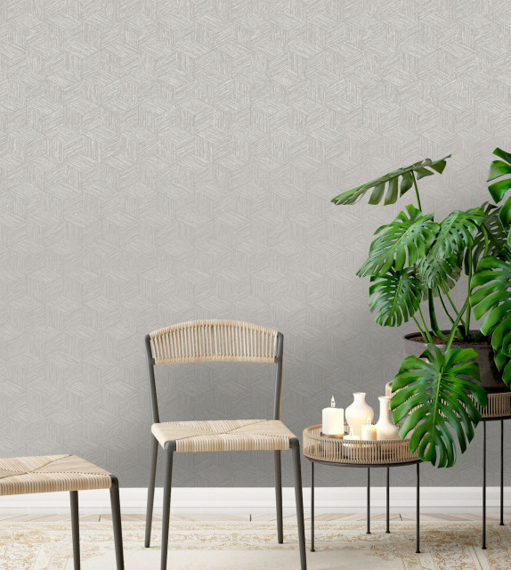 3 Dimensional Faux Grasscloth Wallpaper, Double Roll Contemporary
