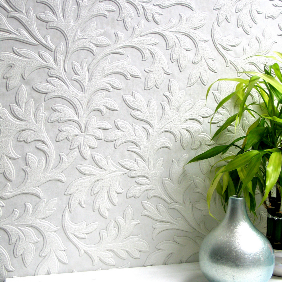 High Leaf Paintable Textured Vinyl Wallpaper - Contemporary - Wallpaper