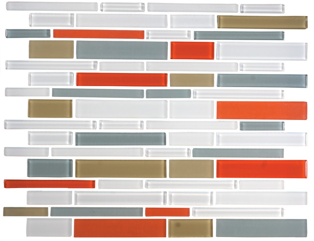 Susan Jablon Mosaics Orange Gray Olive Green And White Linear 12 X12 Orange Gray Olive Green And White Linear Gl Tile Mix Full
