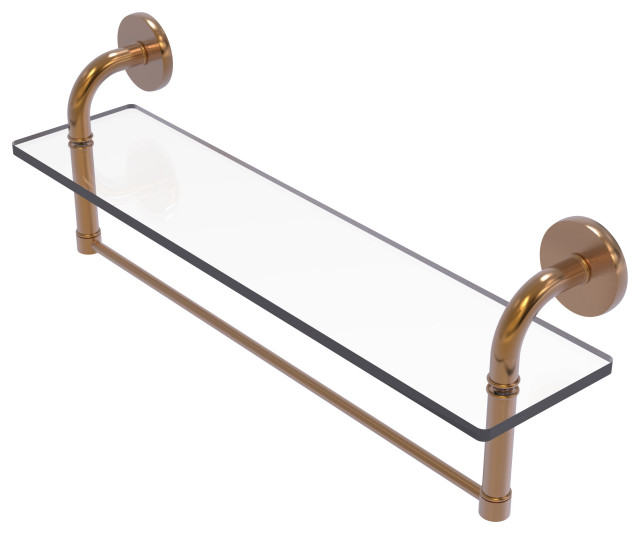 Remi Glass Vanity Shelf with Towel Bar Transitional Bathroom Shelves by Avondale Decor