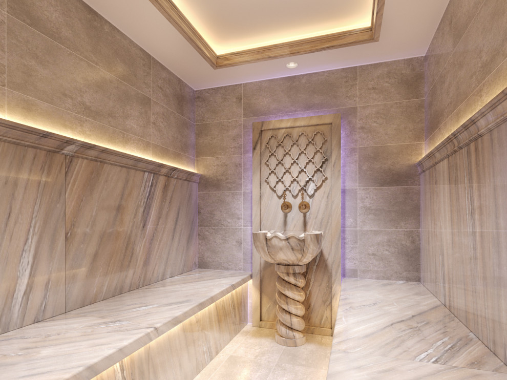 Проект турецкая баня (хамам) с аркой и курной на пьедестале