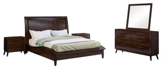 Willow Brown Wood Mid Century 5 Piece Bedroom Set Midcentury Bedroom Furniture Sets By Abbyson Living