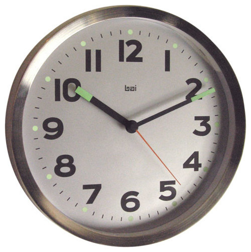 Silver 10-Inch Brushed Stainless Steel Wall Clock