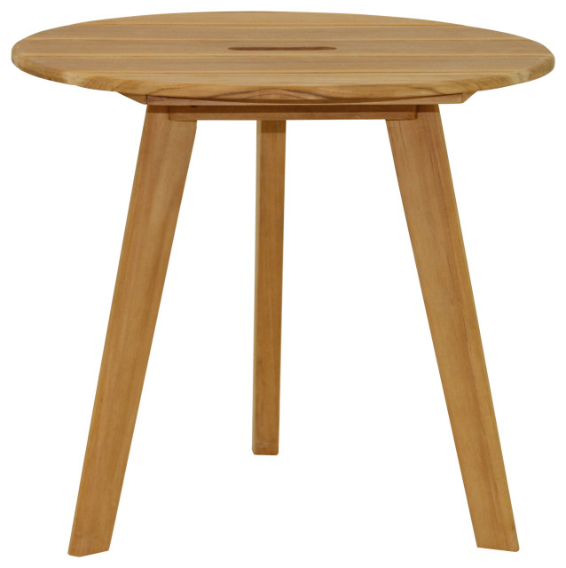Round Teak Accent Table Transitional Outdoor Side Tables by