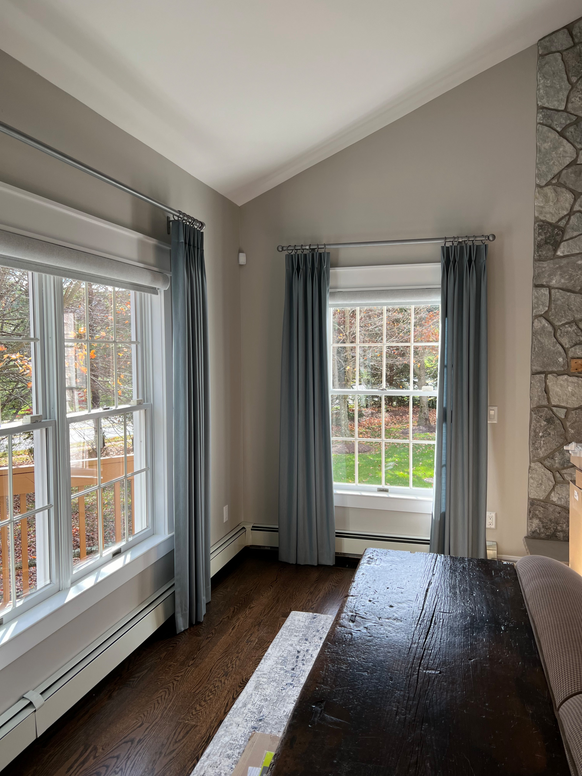 Wool Drapery Panels in Family Room