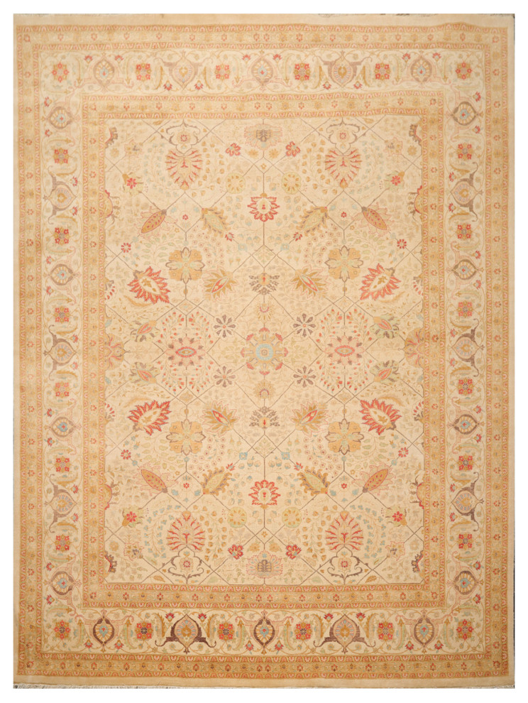 Hand Knotted Beige,Gold Persian Wool Oriental Area Rug, 9x12