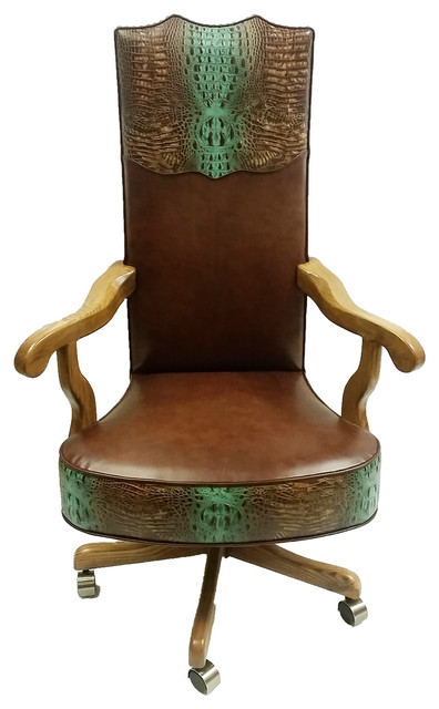 Turquoise Spine Embossed Leather Office, Turquoise Chairs Leather