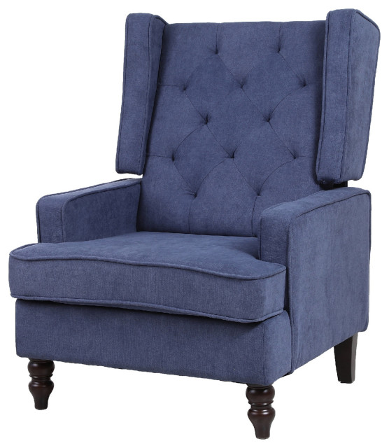 Benzara BM261630 Rocking Chair Button Tufted Wingback & Track Arms ...