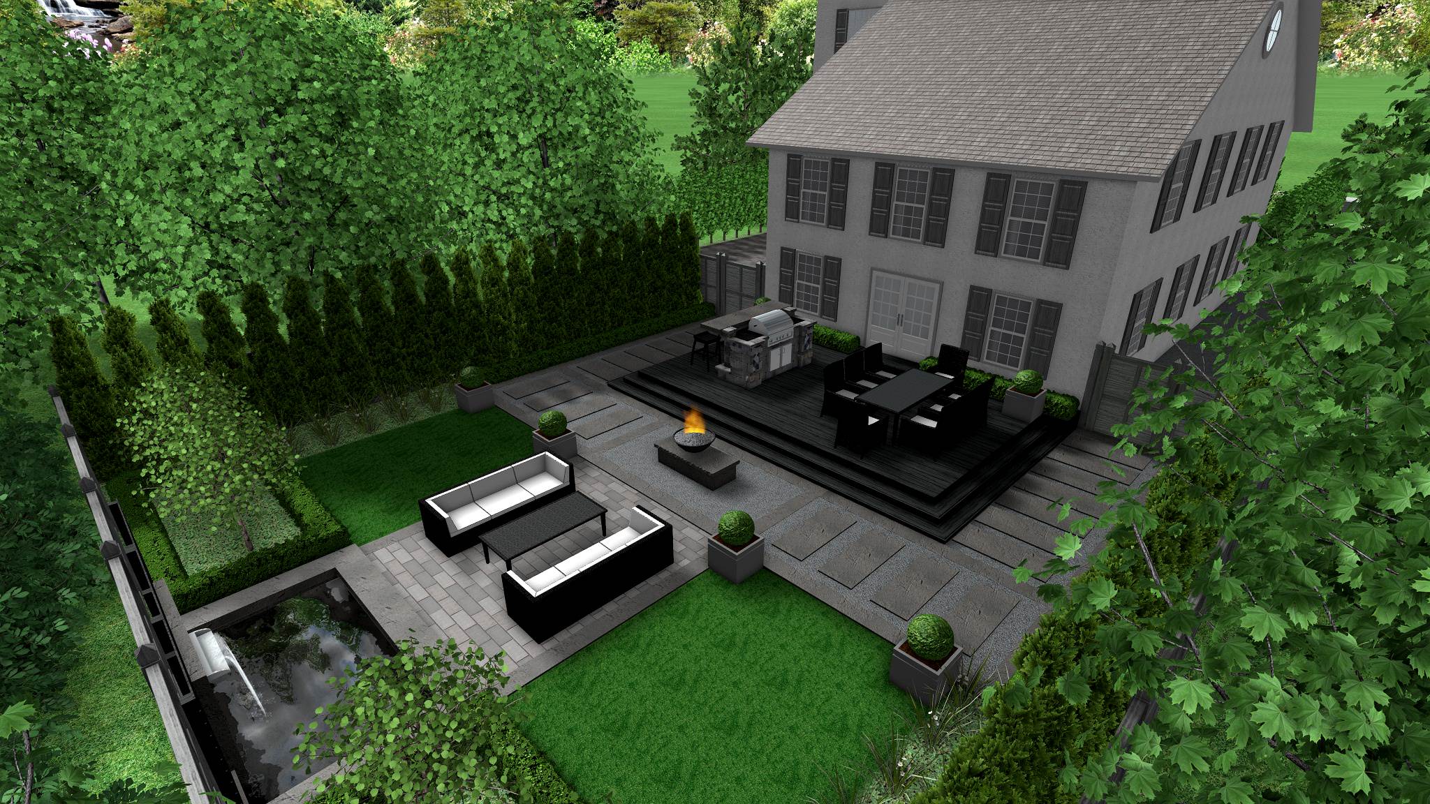 Richmond Hill Backyard Modern Formal Landscape