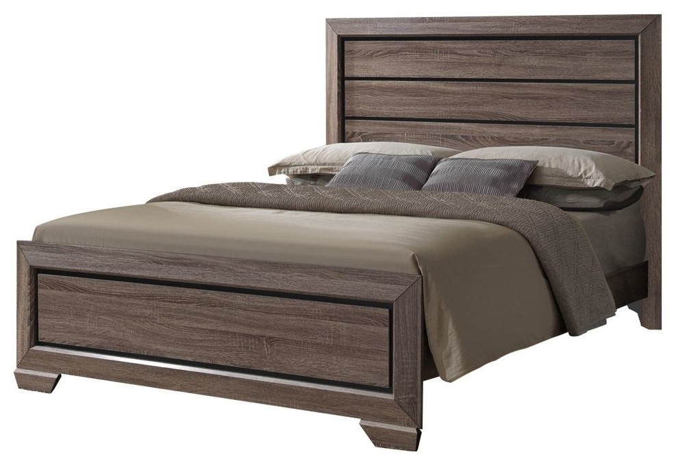 Weiser Panel Bed, King, Brown Wood