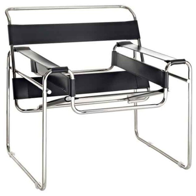 Modway - Slingy Chair In Genuine Black Leather - Eei-563-Blk