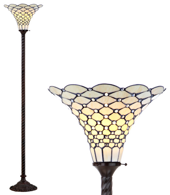 White Style 70 Torchiere Floor Lamp Bronze