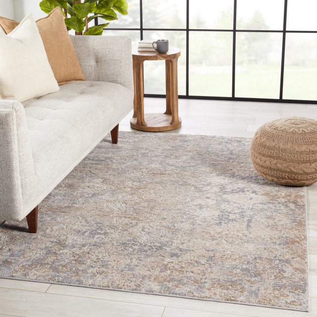 Mariam Floral Beige/ Gray Area Rug 6'7"X9'6"