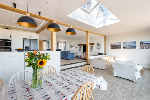 Net Zero New Build beach-style-dining-room