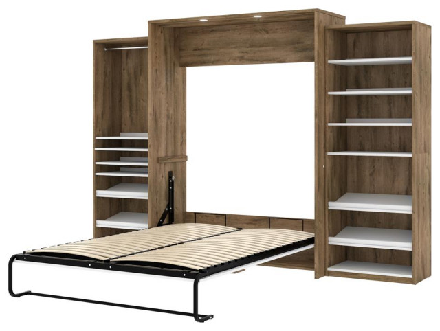 Cielo Classic 124" Queen Wall Bed kit in Rustic Brown and White ...