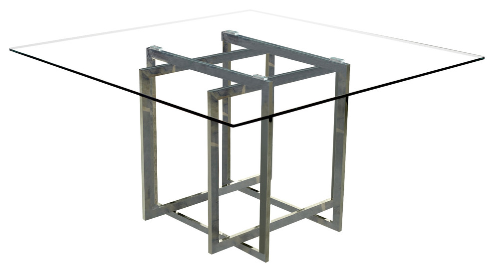 Glass Top Dining Table With Stainless Steel Base - Contemporary ...