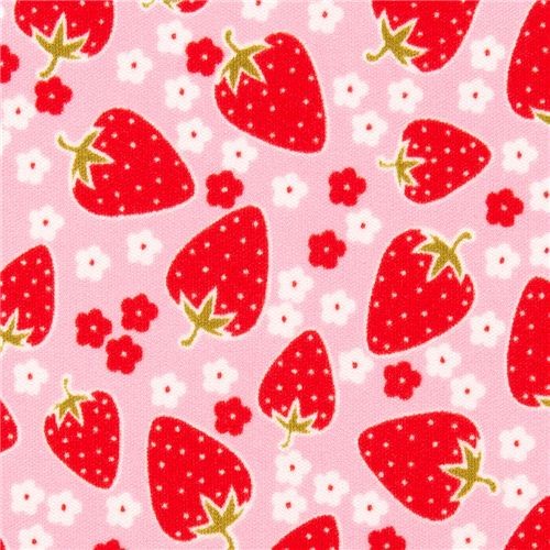 pink Michael Miller Polyurethane laminate fabric strawberry