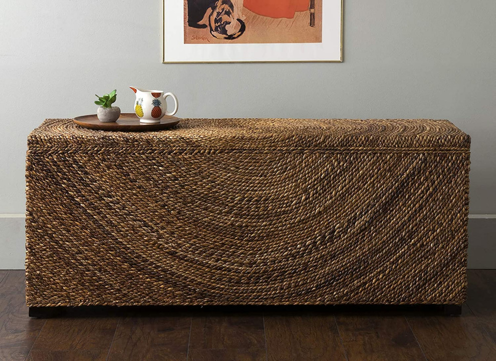 East at Main Chambers Handwoven Abaca Storage Bench