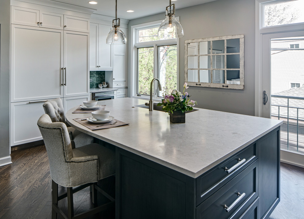 Example of a transitional kitchen design in Chicago