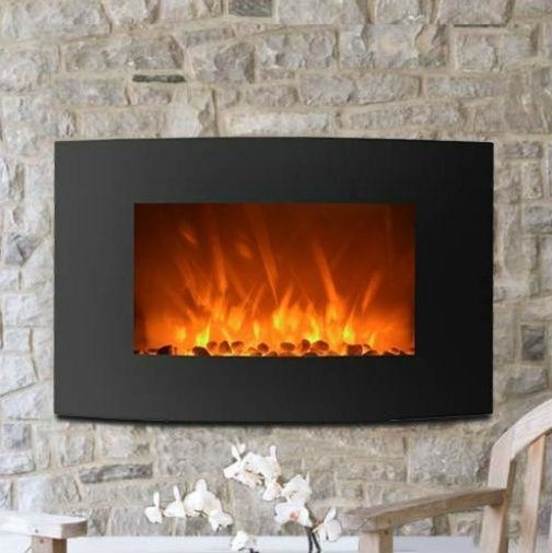 Curved Wall Mount 35 Inch Electric Fireplace Heater Transitional