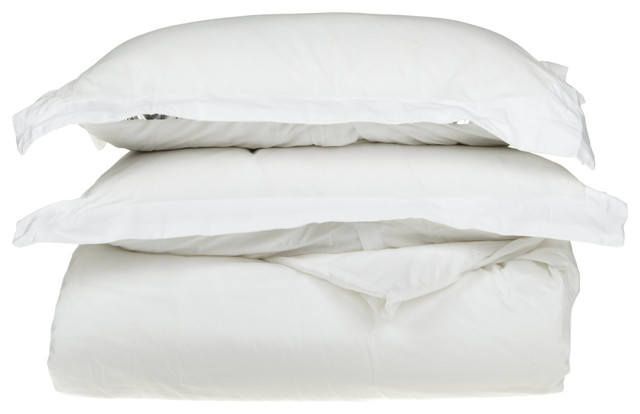 Egyptian Cotton Duvet Cover Pillow Shams set, White, Twin