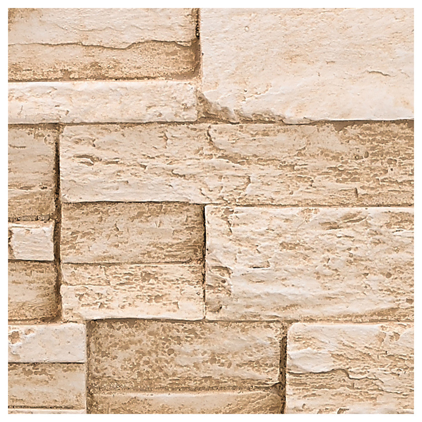 BuyFauxStone Stacked Stone Wall Panel SAMPLEAlmond Traditional