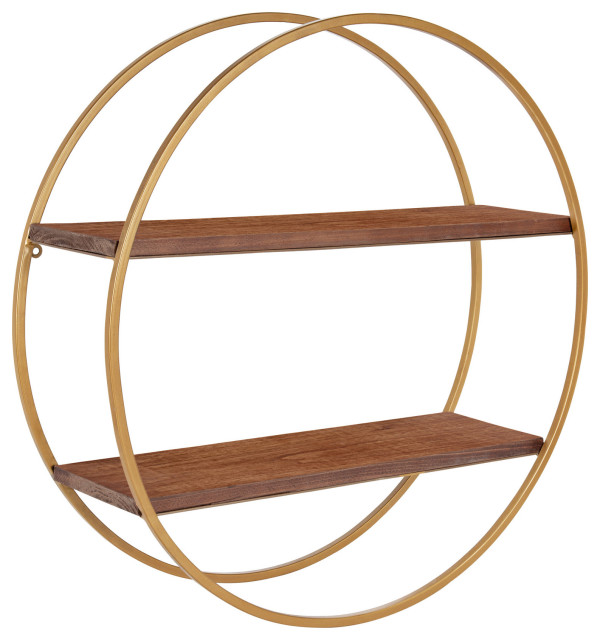 Sequoia Wood And Metal Round Wall Shelf Industrial Display Shelves By Uniek Inc Houzz - Oval Wood And Metal Wall Shelf