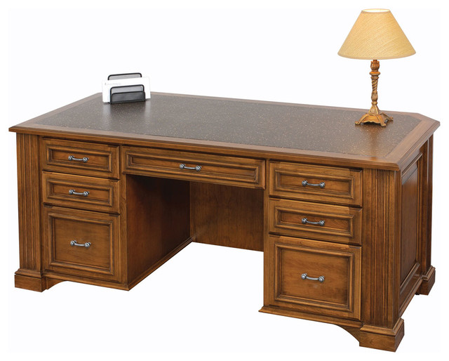 Lincoln Office Executive Desk With Meganite Inlay Top Traditional Lincoln Office Executive Desk With Meganite Inlay Top Traditional Desks And Hutches By Quality Woods Furniture