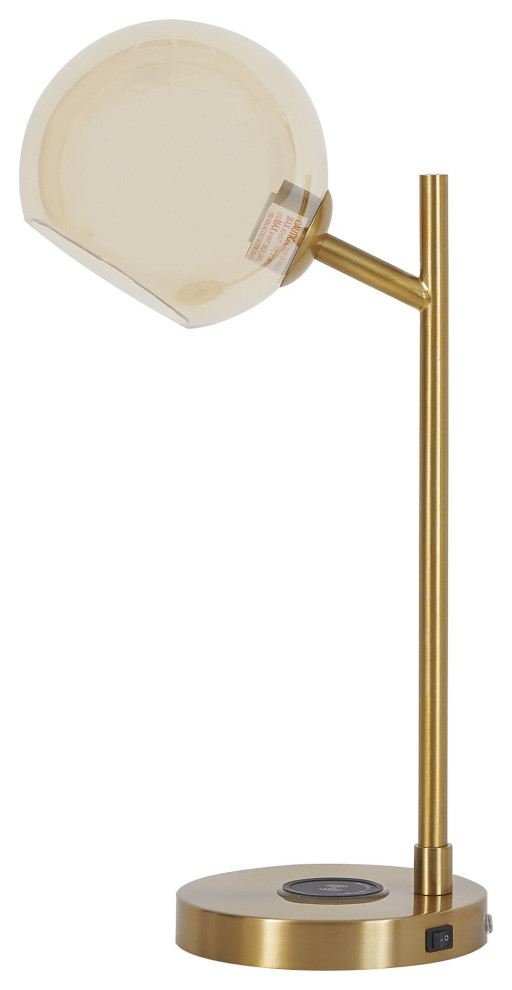 Abanson Contemporary Amber/Gold Finish Metal Desk Lamp