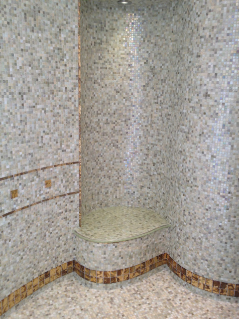 Master Bath - His Mosaic Tile Shower klassisk-badrum