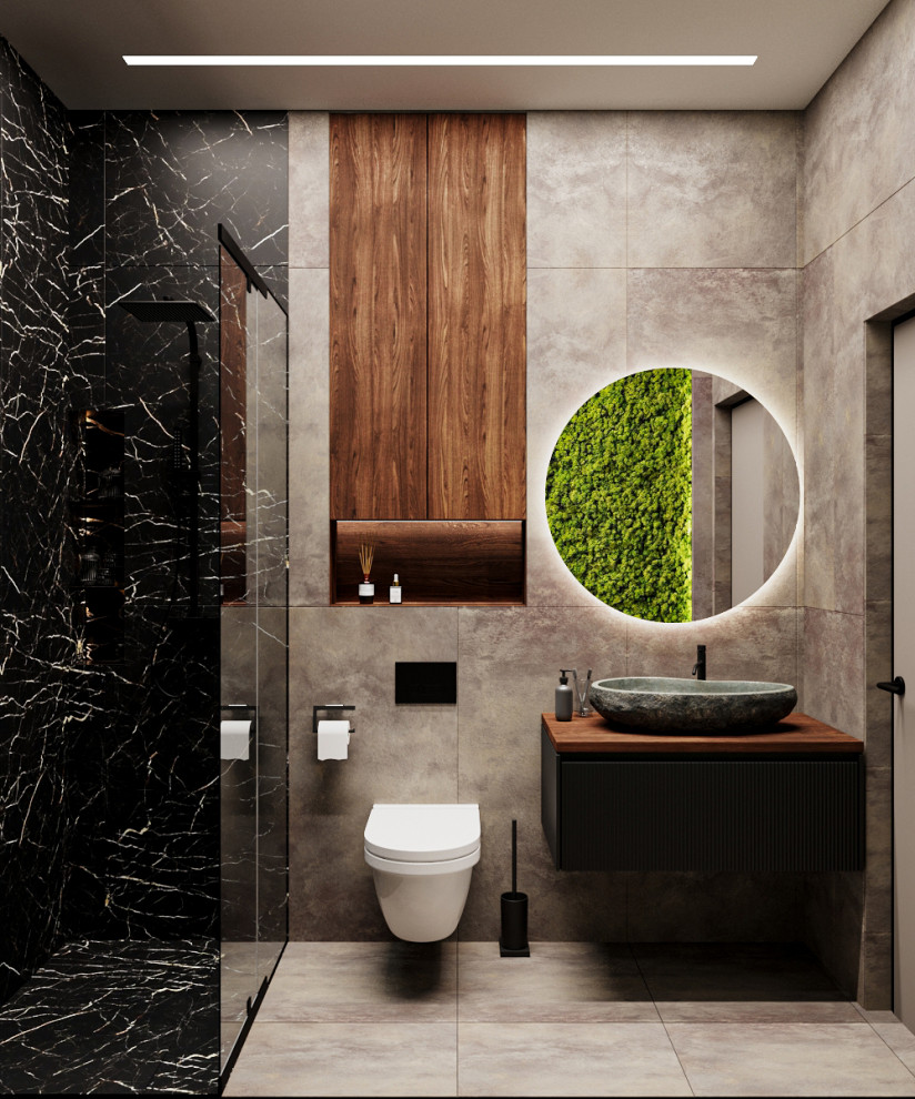 Современные оттенки серого и уютного дерева)