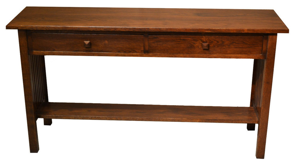Mission Solid Oak Sofa Table With 2 drawers Craftsman Console Tables by Crafters and
